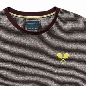 Denim & Flower Ricky Singh XL Burgundy Stripe‎ Tee Tennis Logo